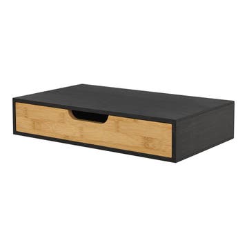 Wandplank met lade Bokn bamboe 40x24x8 cm zwart [en.casa], Verzenden, Nieuw
