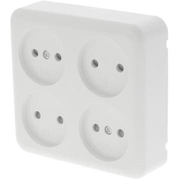 Q-LINK - Wandcontactdoos - Opbouw - 4-voudig Stopcontact -, Kunststof, Overige typen, Nieuw, Ophalen of Verzenden