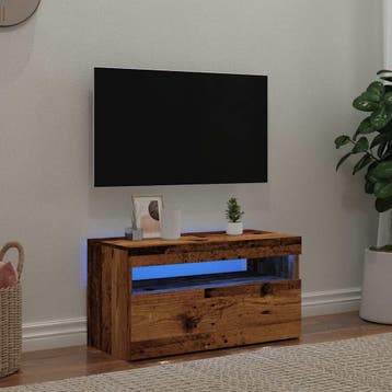 vidaXL Tv-meubel met LED 75x35x40 cm bewerkt hout oud hout, Verzenden, Nieuw, Overige houtsoorten