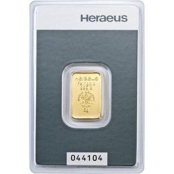 10 gram - Goud .999 - 10 Grams 9999 Gold Bar Heraeus (In