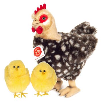 Pluche kip knuffel - 24 cm - kippenfamilie - met 2 kuikens, Verzenden, Nieuw