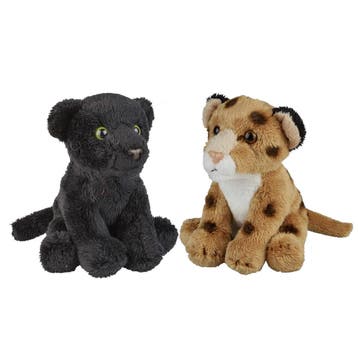 Safari dieren knuffels set van 2 - panter & luipaard - 15, Verzenden, Nieuw