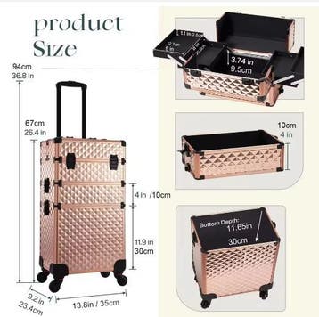 3-in-1 Rollende Make-upkoffer met Afneembare Trolley, Verzenden, Nieuw