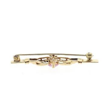 Gouden Claddagh broche met roze zirconia, Sieraden, Tassen en Uiterlijk, Gebruikt, Ophalen of Verzenden, Roze, Met edelsteen