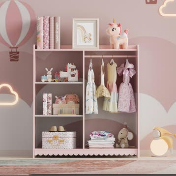 Kinderrek Vestnes 90x80x38 cm roze en wit [en.casa], Verzenden, Nieuw