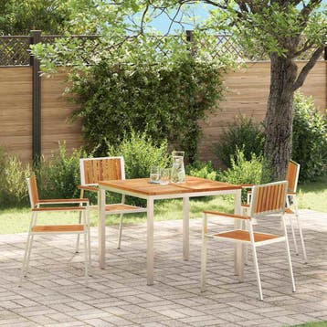 vidaXL Tuinstoel 4 st Massief Teakhout en RVS, Verzenden, Nieuw