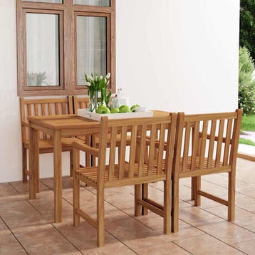 vidaXL 5-delige tuinset 140x80 cm massief teakhout, Verzenden, Nieuw, Hout, Tuinset