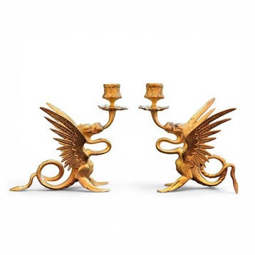 Kandelaber neogotisch (2) - Ormolu - Gouden waterspuwers