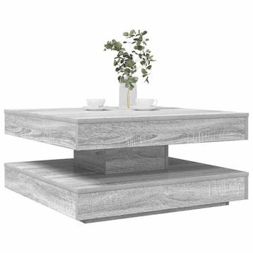 vidaXL Salontafel 360 graden draaibaar 70x70x34,5cm grijs, 50 tot 100 cm, Verzenden, Nieuw, 50 tot 100 cm