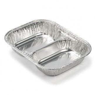 Aluminium bakje | 2 stuks (2 vakken, 350 x 265 x 60 mm), Tuin en Terras, Barbecue-accessoires, Nieuw, Verzenden