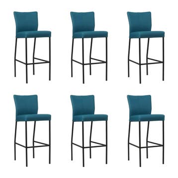 Set van 6 Leren barkruk Revolt hoog - Hermes Turquoise, Huis en Inrichting, Ophalen of Verzenden, Nieuw, Leer