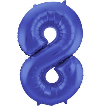 Folie Ballon cijfer 8 Metallic Blauw 86 cm, Verzenden, Nieuw, Feestartikel, Verjaardag