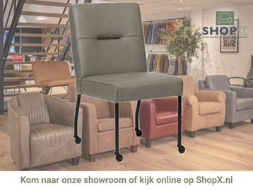 Leren eetkamerstoel met wieltjes Lucky, Bohemian, Industrieel, Modern, Scandinavisch, Nieuw, Leer, Ophalen of Verzenden