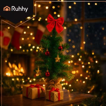 Ruhhy Compacte kunstkerstboom met hartjes, sterren en jut..., Diversen, Kerst, Ophalen of Verzenden, Nieuw