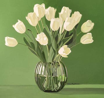 Antonio Perotti - Still Life Vaso in vetro con tulipani