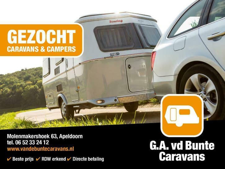 RDW Erkend caravanbedrijf zoekt alle FENDT caravans!, Caravans en Kamperen, Caravan Inkoop