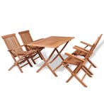 vidaXL 5-delige Tuinset massief teakhout, 5 zitplaatsen, Verzenden, Nieuw, Tuinset