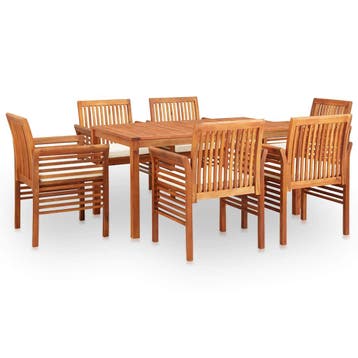 vidaXL 7-delige Tuinset met kussens massief acaciahout, Tuin en Terras, Verzenden, Nieuw, Hout, Tuinset