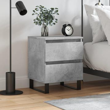 vidaXL Nachtkastje 40x35x50 cm bewerkt hout betongrijs, Minder dan 45 cm, Verzenden, Nieuw, Minder dan 55 cm