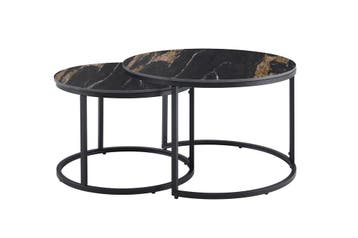 Salontafel ELEGANCE 75cm set van 2 aurora oro keramiek zwart, Huis en Inrichting, Tafels | Salontafels, Ophalen of Verzenden, Nieuw