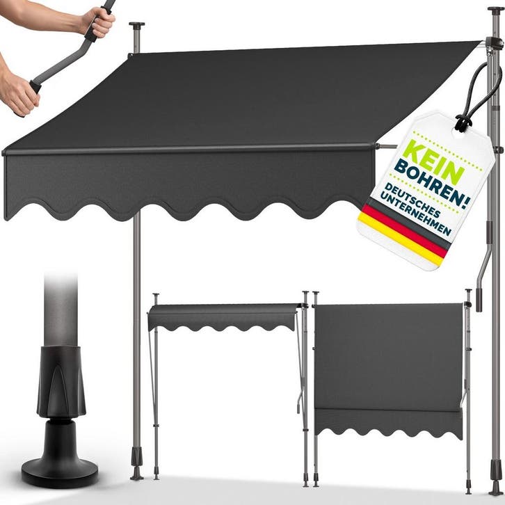 Klemluifel - zonnescherm balkon - breedte 150 cm - grijs -, Tuin en Terras, Zonneschermen, Verzenden