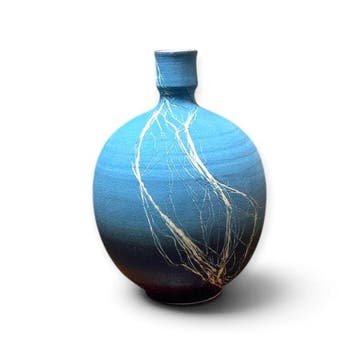 Masami Kobayashi – Kasama-yaki ronde vaas met abstracte