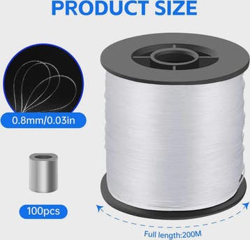 Sterk Nylon Draad 0.8mm x 200m - Transparant Ophangkoord met, Verzenden, Nieuw
