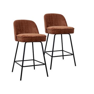 DS4U - Vida barkruk 67 cm - Set van 2 - Roestbruin - Stof, Ophalen of Verzenden, Nieuw