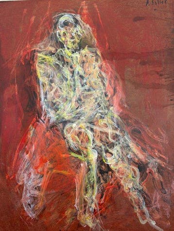 Francis Salles (1926-2003) - Portrait dhomme en pied (vendu, Antiek en Kunst