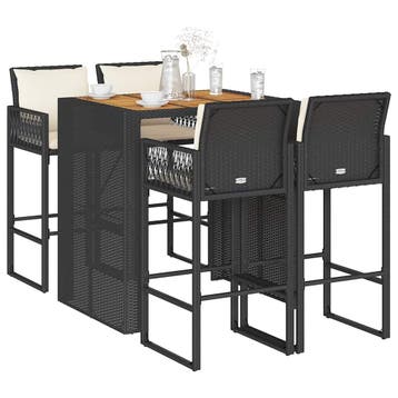 vidaXL 5-delige Tuinbarset met kussens poly rattan acacia, Verzenden, Nieuw, 4 zitplaatsen