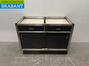 RVS Onderkast Kast 2 Schuifdeuren en 2 laden 120 cm Horeca, Ophalen of Verzenden, Gebruikt