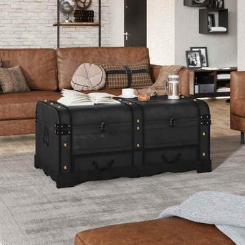 vidaXL Dekenkist 90x51x42 cm hout zwart, Verzenden, Nieuw