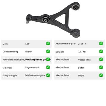 Draagarm Vooras links Buiten Onder Dodge Magnum 5.7 R/T AWD, Auto-onderdelen, Verzenden, Nieuw, Dodge