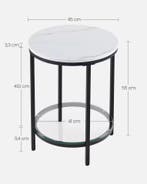 Moderne Bijzettafel met Marmerlook en Gehard Glas - Nieuw, Huis en Inrichting, Verzenden, Nieuw, Rond