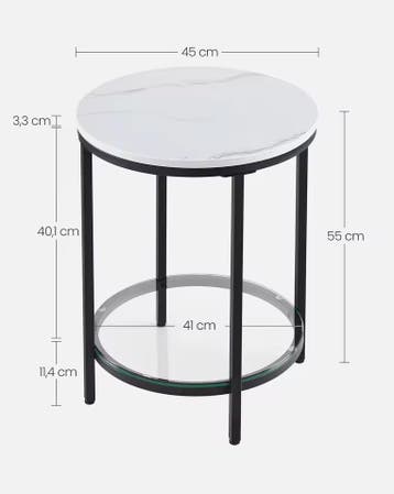Moderne Bijzettafel met Marmerlook en Gehard Glas - Nieuw, Huis en Inrichting, Tafels | Bijzettafels, Verzenden, Nieuw, Rond