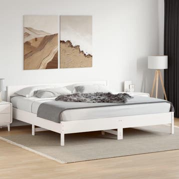 vidaXL Bedframe zonder matras massief grenenhout wit 180x200, Huis en Inrichting, Eenpersoons, Verzenden, Wit, Nieuw