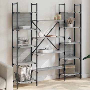 vidaXL Boekenkast 155,5x24x166,5 cm bewerkt hout grijs, Minder dan 50 cm, Verzenden, Nieuw, 150 tot 200 cm