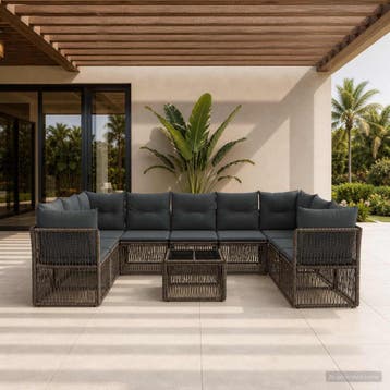 vidaXL Tuinbankenset 10 st Grijs poly rattan, Verzenden, Nieuw, Meer dan 8 zitplaatsen