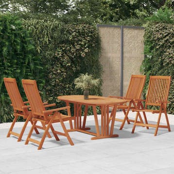 vidaXL 5-delige Tuinset massief eucalyptushout, Tuin en Terras, Tuinsets en Loungesets, 4 zitplaatsen, Verzenden, Nieuw, Tuinset
