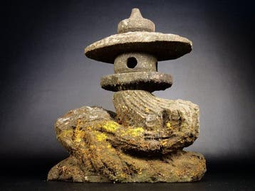 Japanese Stone Lantern  Moss-covered Garden Ornament -