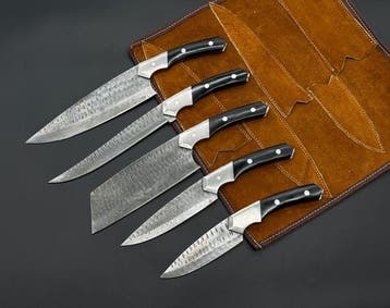Japanese Style Kitchen Knife SET With Leather BAG Included -