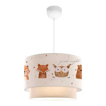 Kinder hanglamp Lurgan E27 wit met bosdieren motief lux.pro, Verzenden, Nieuw