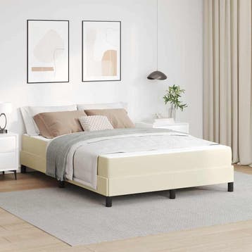 vidaXL Bedframe met matras Crème 140 x 190 cm Stof, Verzenden, Nieuw, Crème, Stof