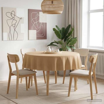 vidaXL Tafelkleed Rond Beige Ø 160 cm Polyester, Verzenden, Nieuw