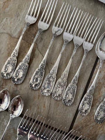 G. Hermeling - Bestekset (42) - Art Nouveau - .800 zilver