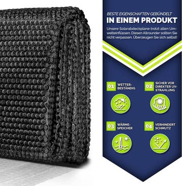 Zwembad Afdekzeil - Rond - Solarzeil - 366 cm - Zwart - Till, Verzenden, Zo goed als nieuw