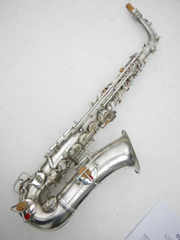 Altsax Conn Chu Berry verzilverd uit 1923 Gereviseerd, Ophalen of Verzenden, Gebruikt, Alt, Met koffer