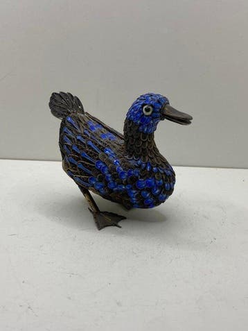 Figuur - Anatra smaltata in argento - .925 zilver