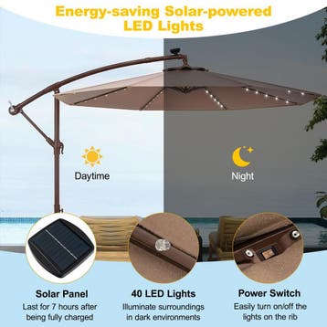 2dekans | Coast Hangparasol op zonne-energie - 40 LED lampen, Ophalen of Verzenden, Zo goed als nieuw