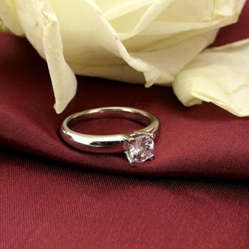 Witgouden Phlox ring gezet met roze saffier en diamante..., Gebruikt, 19 tot 20, Ophalen of Verzenden, Roze